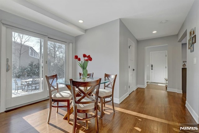 dining room with wood-type flooring