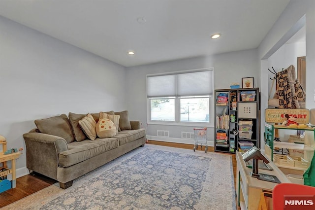 living room with hardwood / wood-style flooring