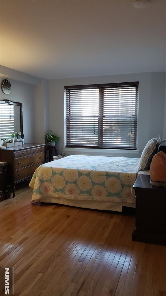 bedroom with multiple windows and wood-type flooring