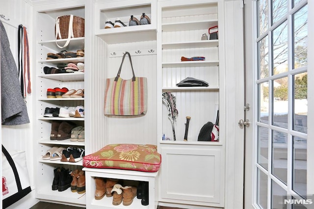 mudroom with french doors