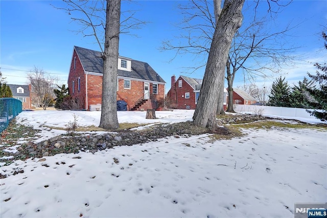 view of snow covered exterior