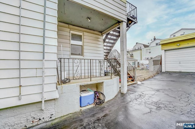 view of patio / terrace with a garage