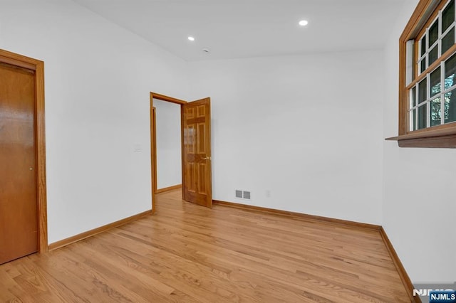 empty room featuring light hardwood / wood-style flooring