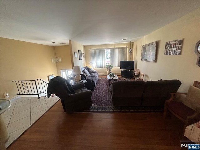 living room featuring hardwood / wood-style flooring