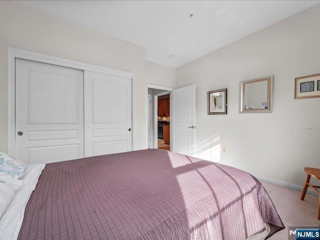 unfurnished bedroom with carpet floors and a closet