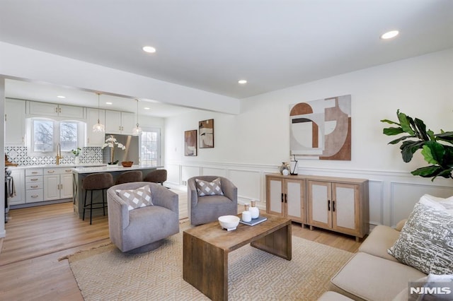 living room featuring light hardwood / wood-style flooring