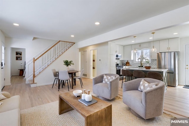 living room featuring light hardwood / wood-style floors