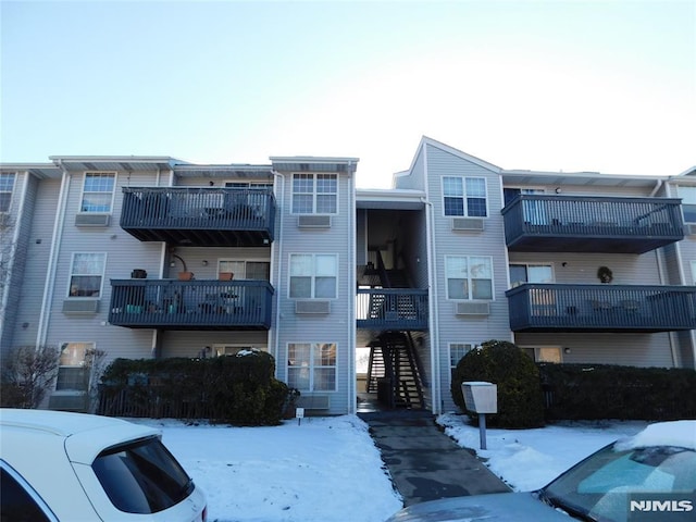 view of snow covered building