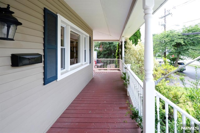 wooden deck with covered porch