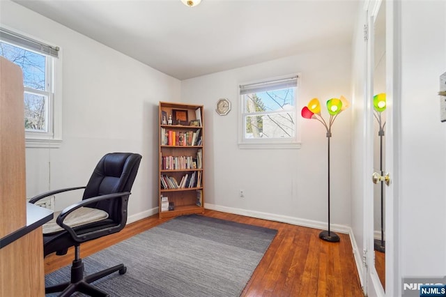 office area featuring wood-type flooring