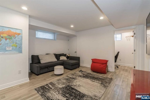 living room with light wood-type flooring