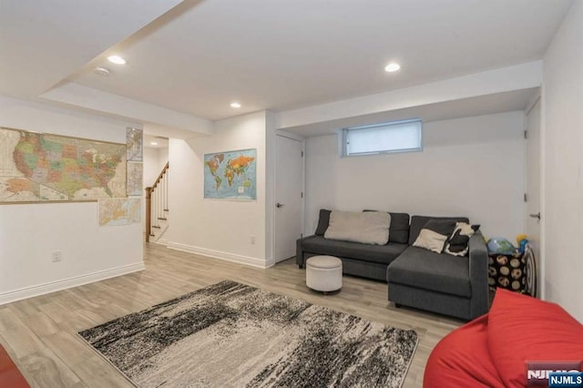 living room featuring light hardwood / wood-style flooring