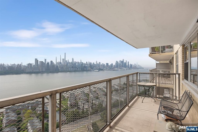 balcony with a water view