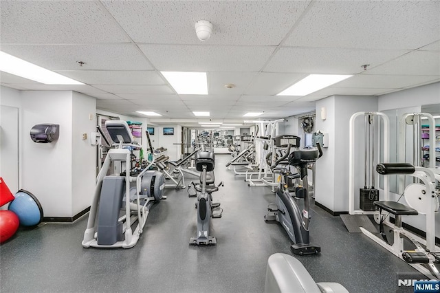 gym with a drop ceiling