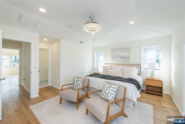 bedroom featuring light wood-type flooring