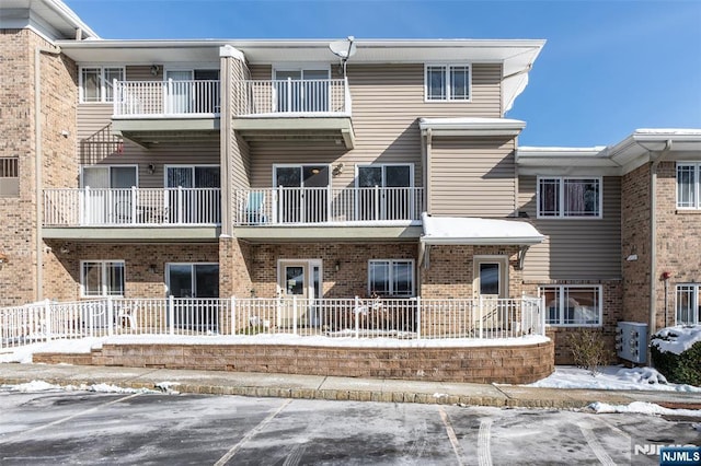 view of snow covered building