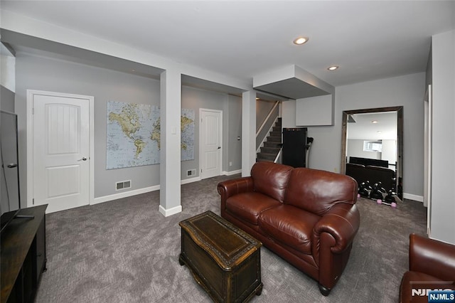 living room with carpet floors