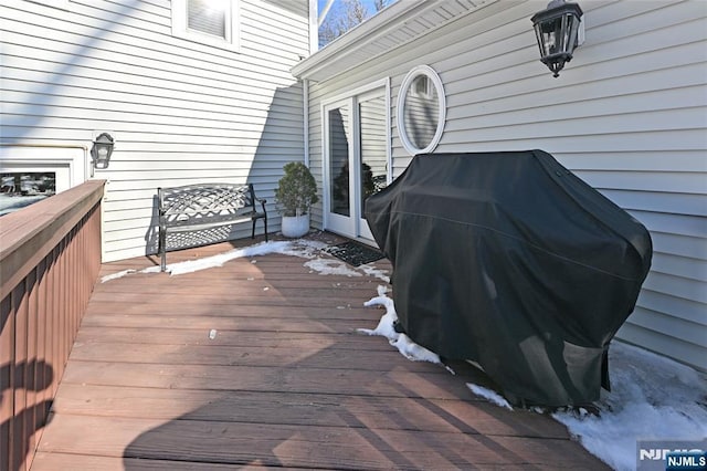 deck featuring area for grilling