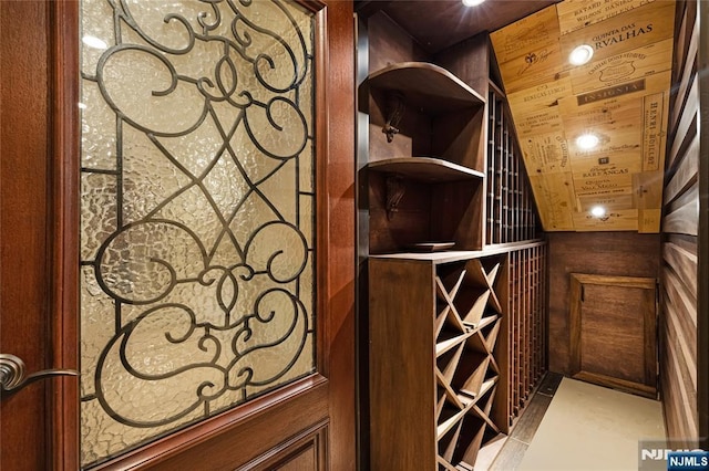 wine cellar with wooden walls