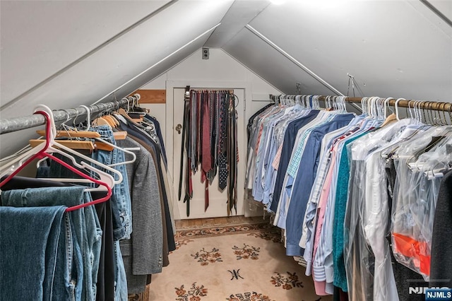 spacious closet with vaulted ceiling