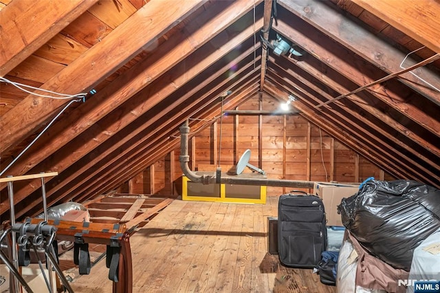 view of unfinished attic