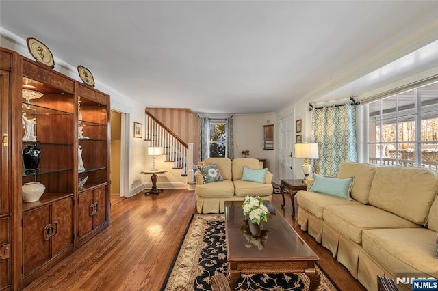 living room with wood-type flooring