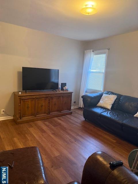 living room featuring dark hardwood / wood-style floors