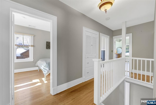 hall with hardwood / wood-style floors and a wealth of natural light