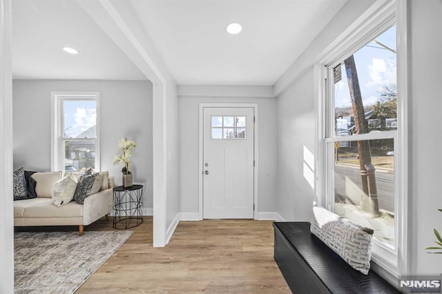 foyer entrance featuring light hardwood / wood-style flooring and plenty of natural light