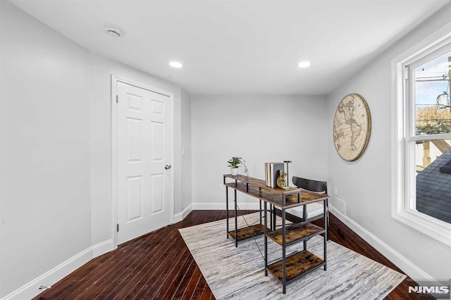 office featuring dark hardwood / wood-style flooring