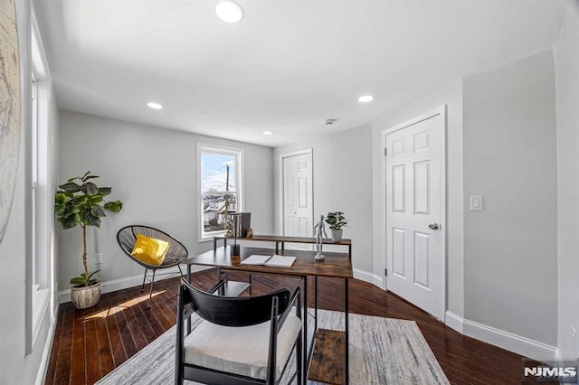 office featuring dark hardwood / wood-style floors