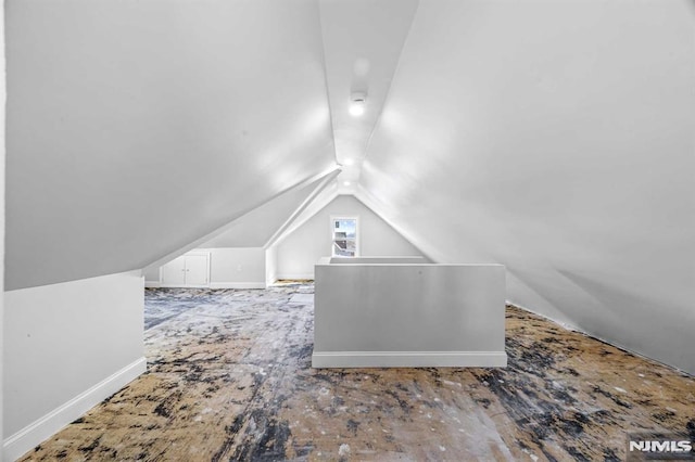 additional living space featuring vaulted ceiling