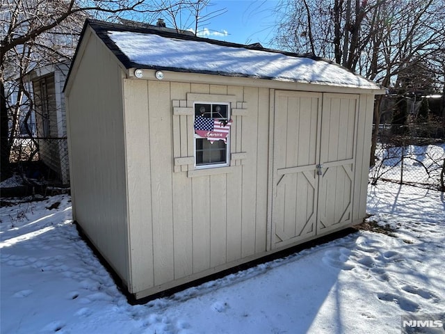 view of snow covered structure