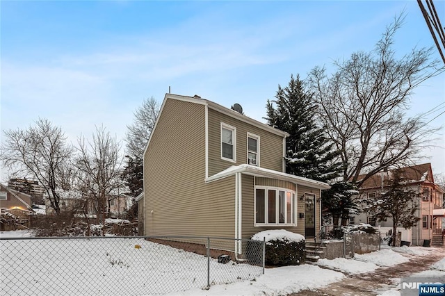 view of snow covered exterior