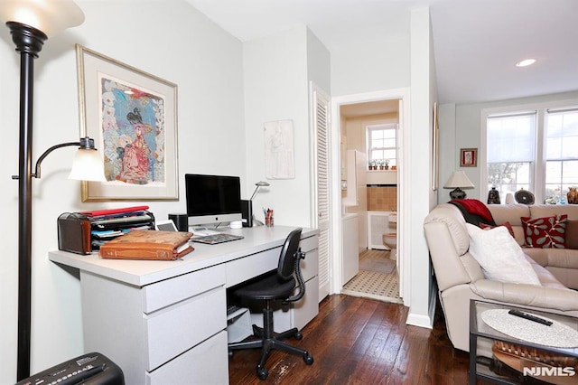 office featuring dark hardwood / wood-style floors