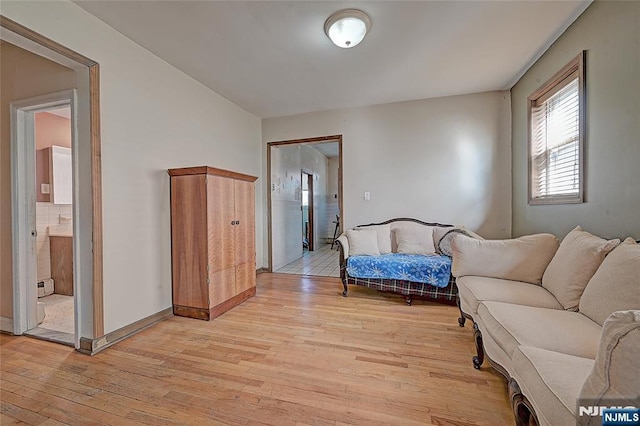 sitting room with light wood-type flooring