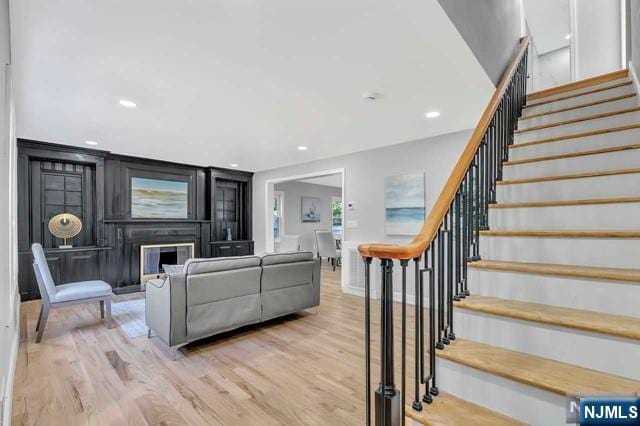 living room with light wood-type flooring