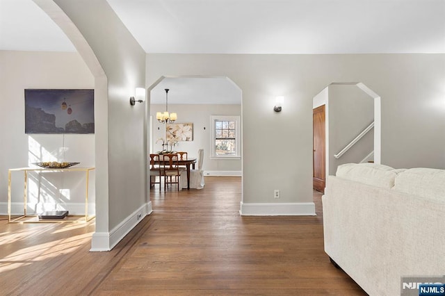 interior space featuring dark wood-type flooring