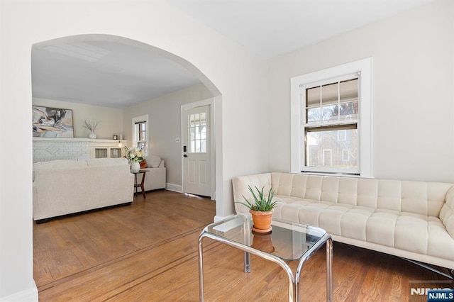 living room featuring hardwood / wood-style flooring and plenty of natural light