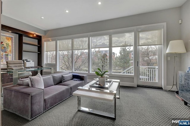 living room featuring carpet floors