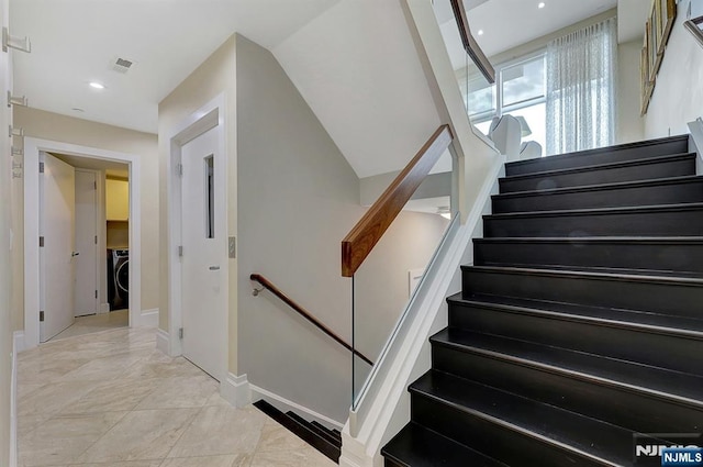 stairway with washer / dryer