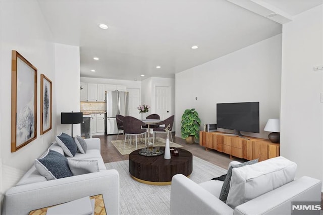 living room with hardwood / wood-style flooring