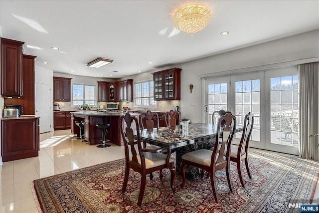 view of tiled dining space