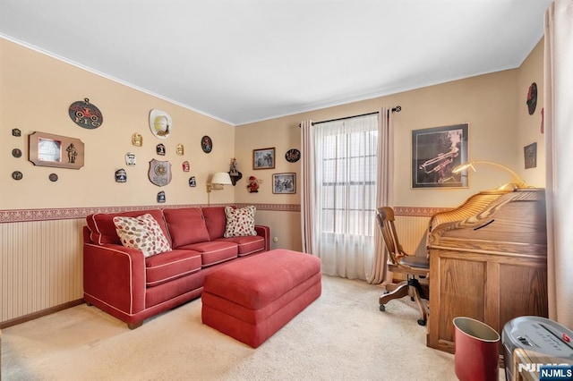 living room with light carpet