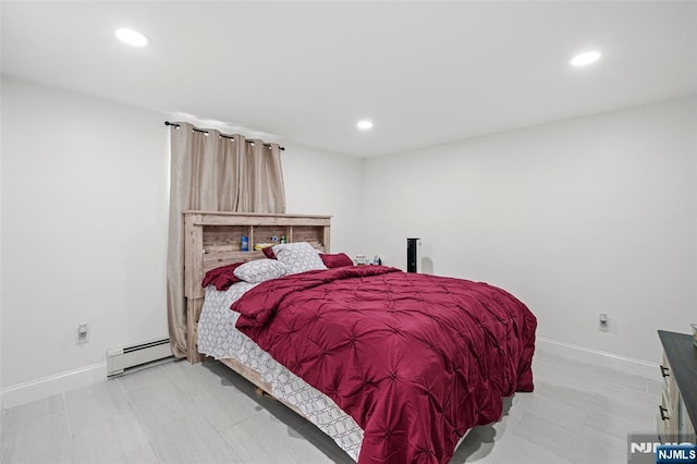 bedroom featuring a baseboard radiator