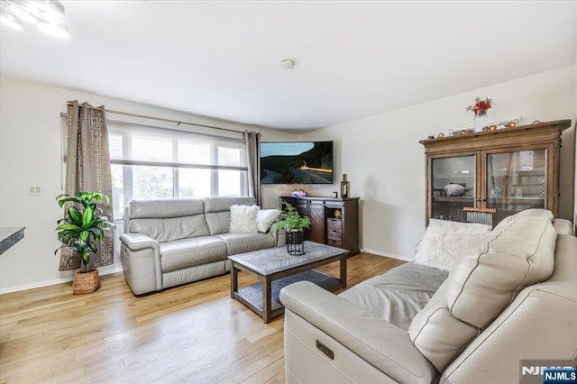 living room featuring light wood-type flooring