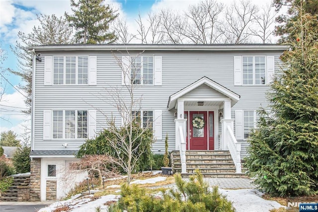 colonial house with entry steps