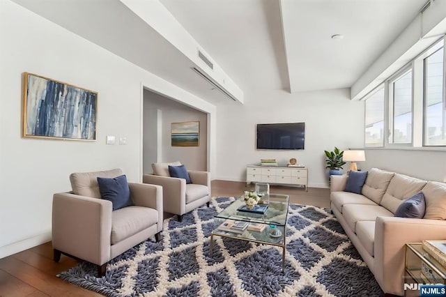 living room featuring wood-type flooring