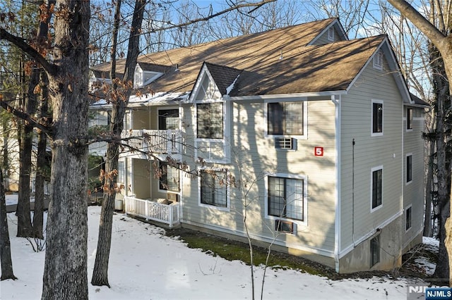 view of snow covered exterior