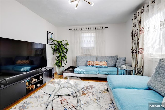 living room with wood-type flooring